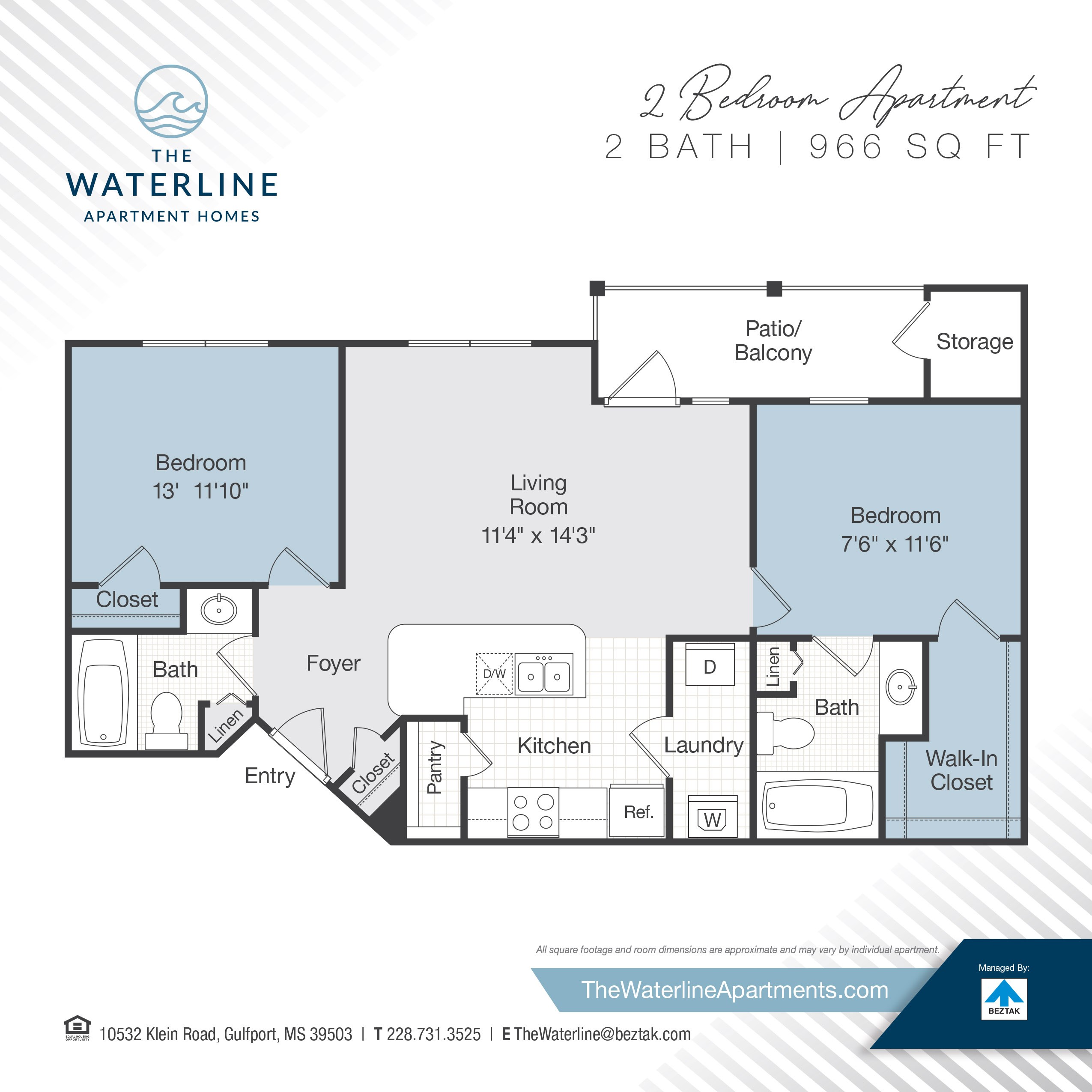 2 Bedroom 2 Bathroom floor plan